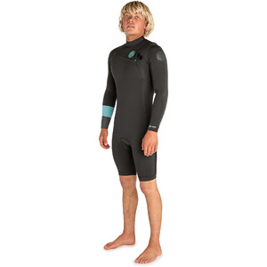 2019 Rip Curl Hombres Aggrolite 2mm Chest Zip Manga Larga Shorty Neopreno Corto Verde Azulado Wsp6hm